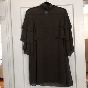Zara mock-neck ruffled dress